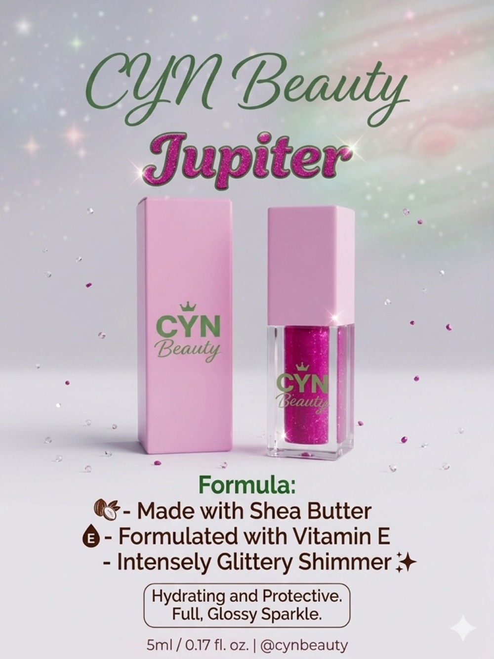 Jupiter Glitter Lip Gloss — Pink